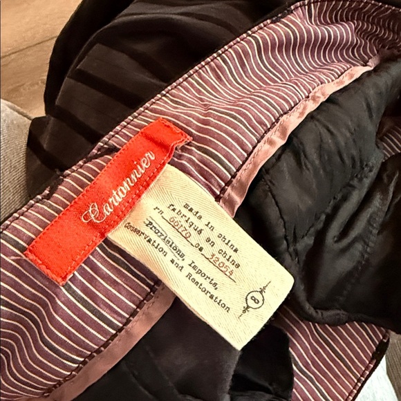 Anthropologie Cartonnier Black Velvet Pin Stripe Pants Size 8 - Picture 2 of 5